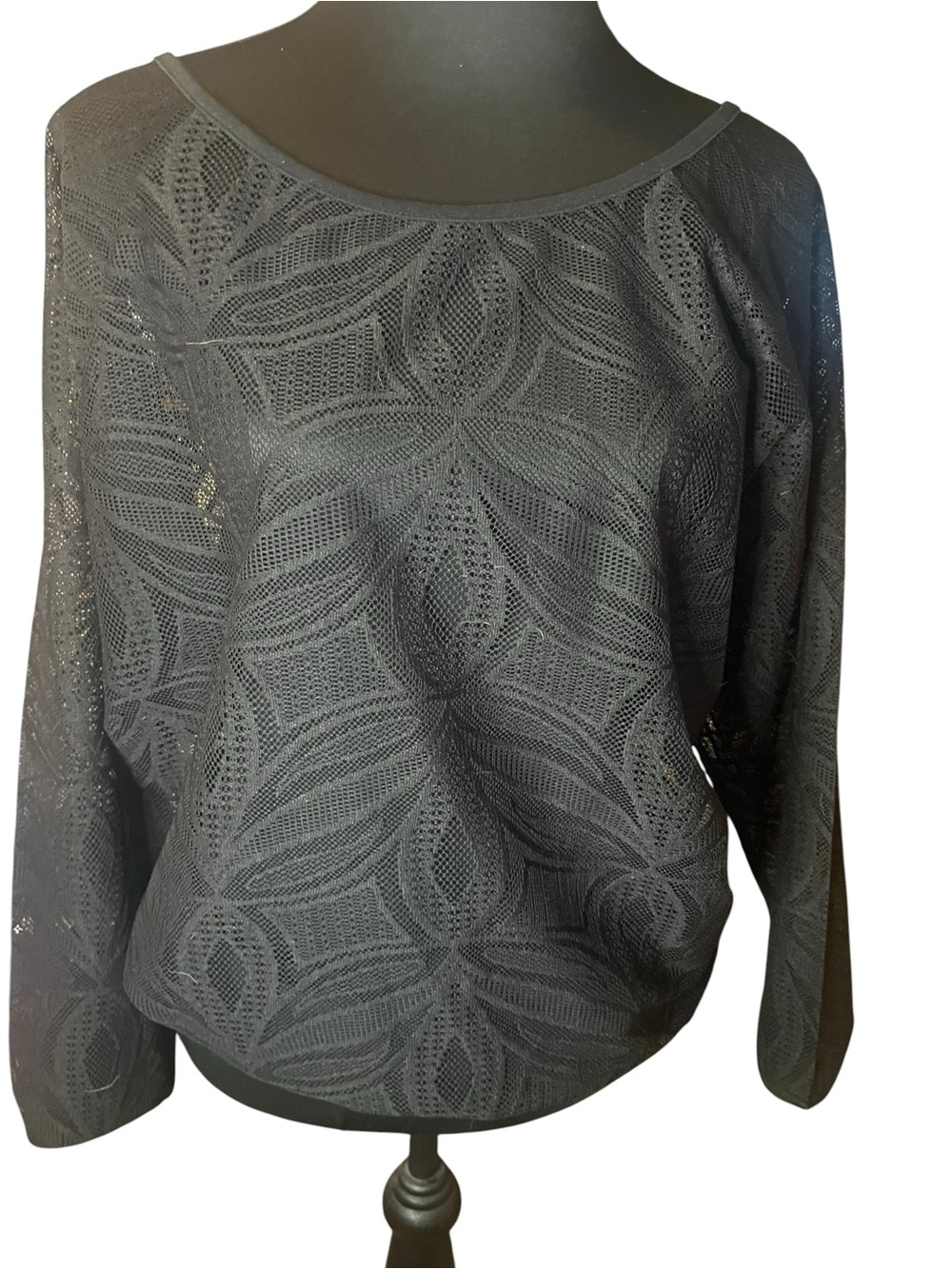 Sweaty Betty Black Lace Knit Top